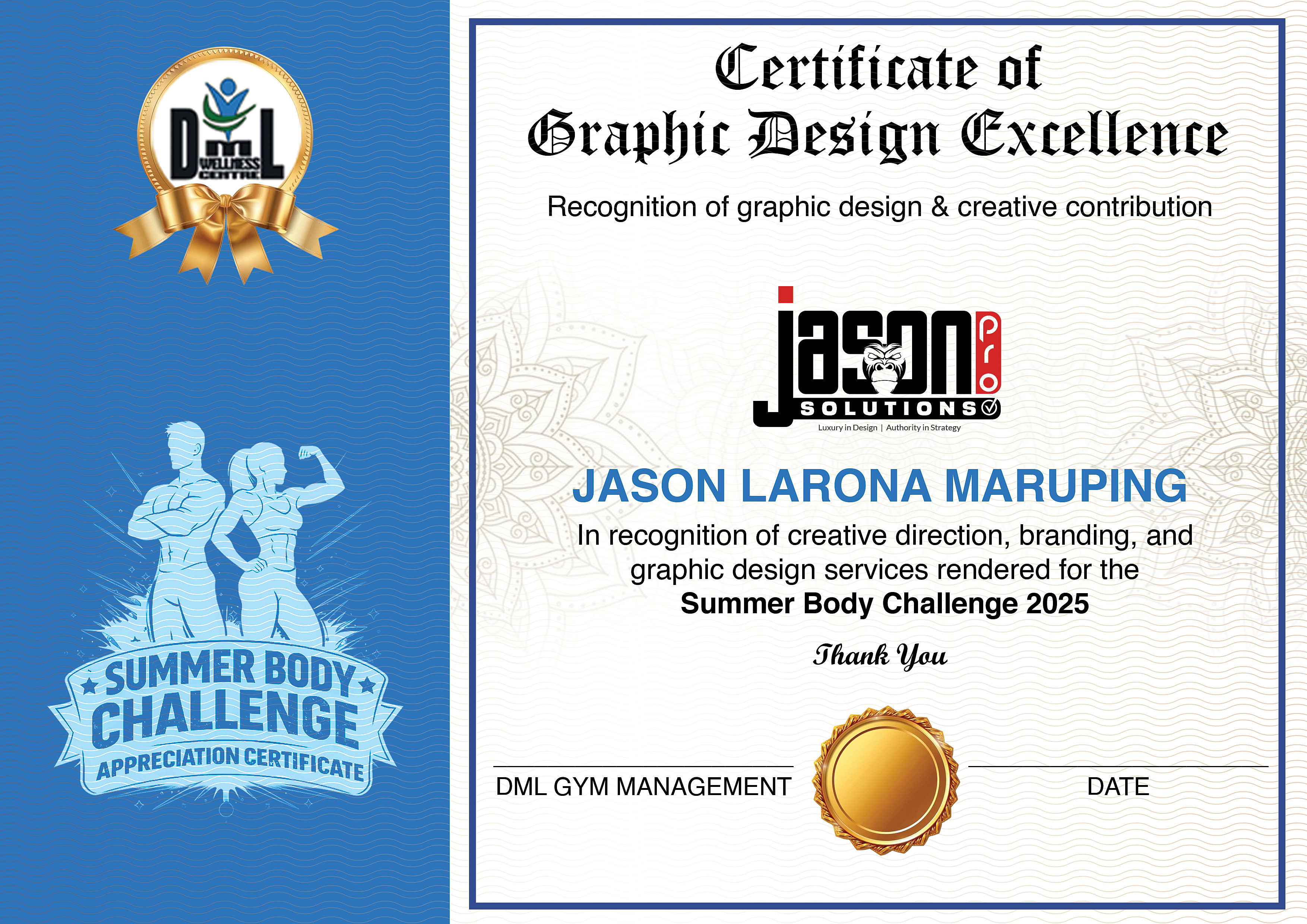 DML — Certificate of Recognition
