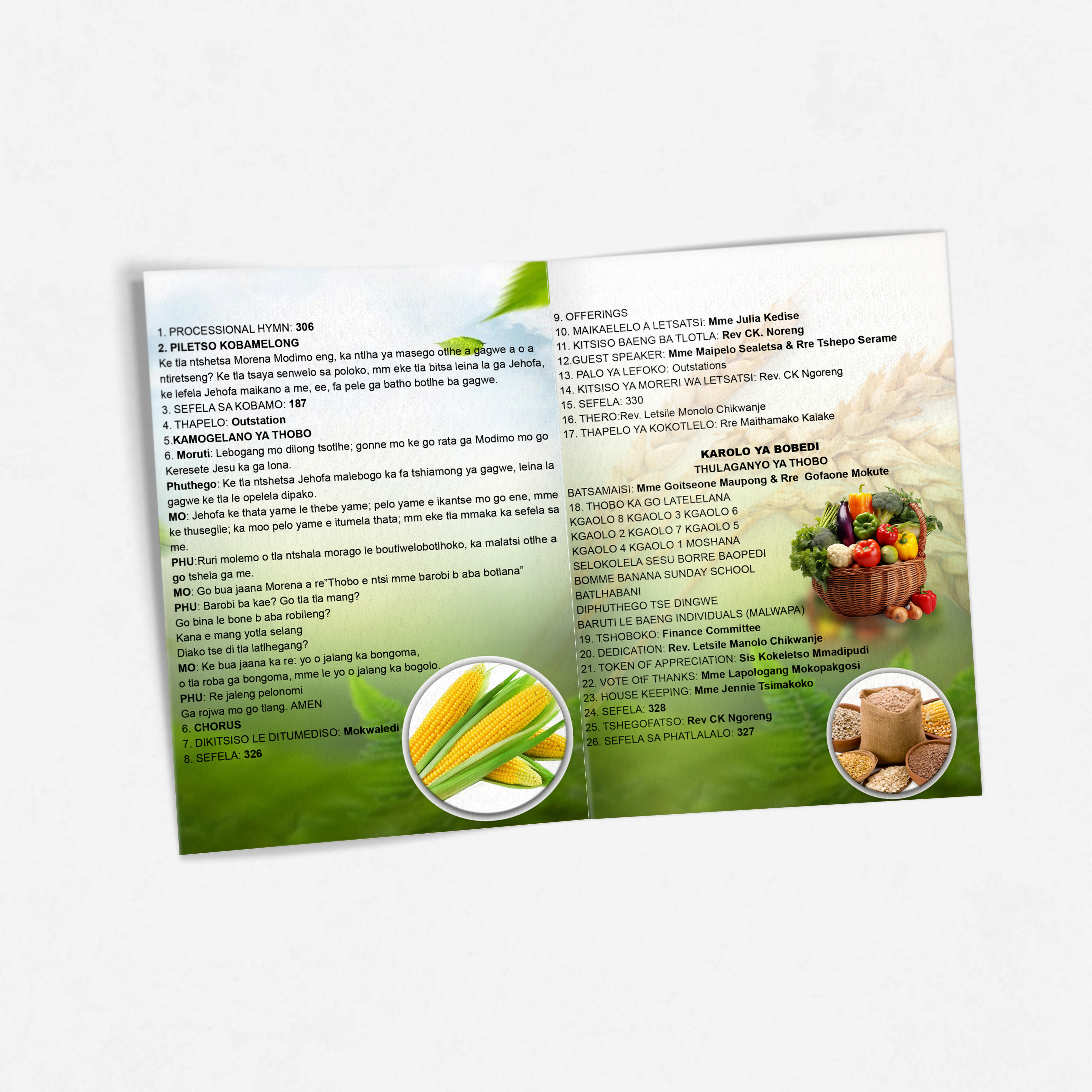 Church Harvest Programme Booklet